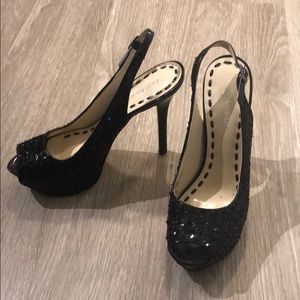 Enzo Angiolini black sparkly heels